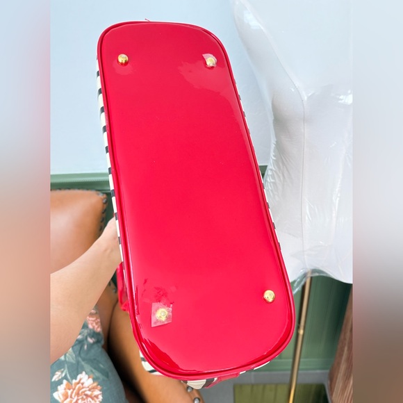 St. John PVC Tote in Black/Red/Ivory or light yellow hard to tell VGUC - Picture 10 of 17